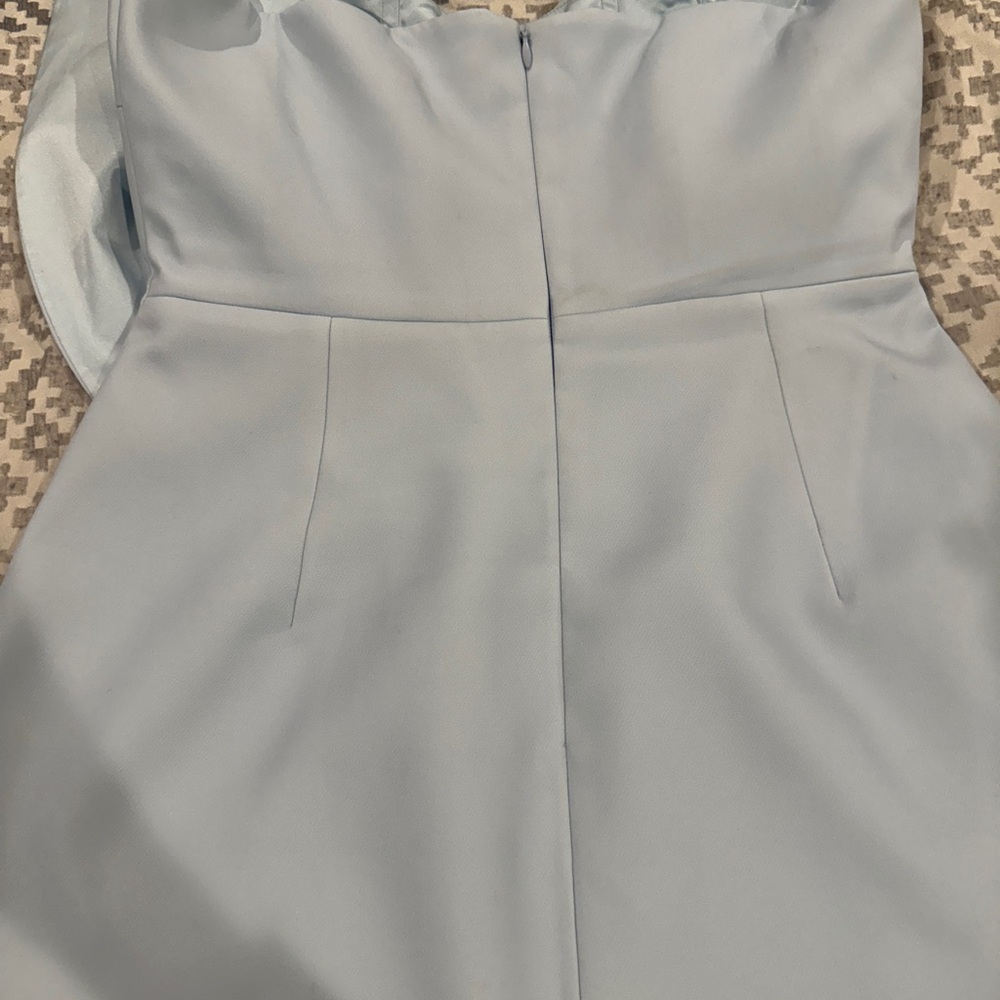 Elegant Light Blue Strapless Dress - Picture 12 of 13